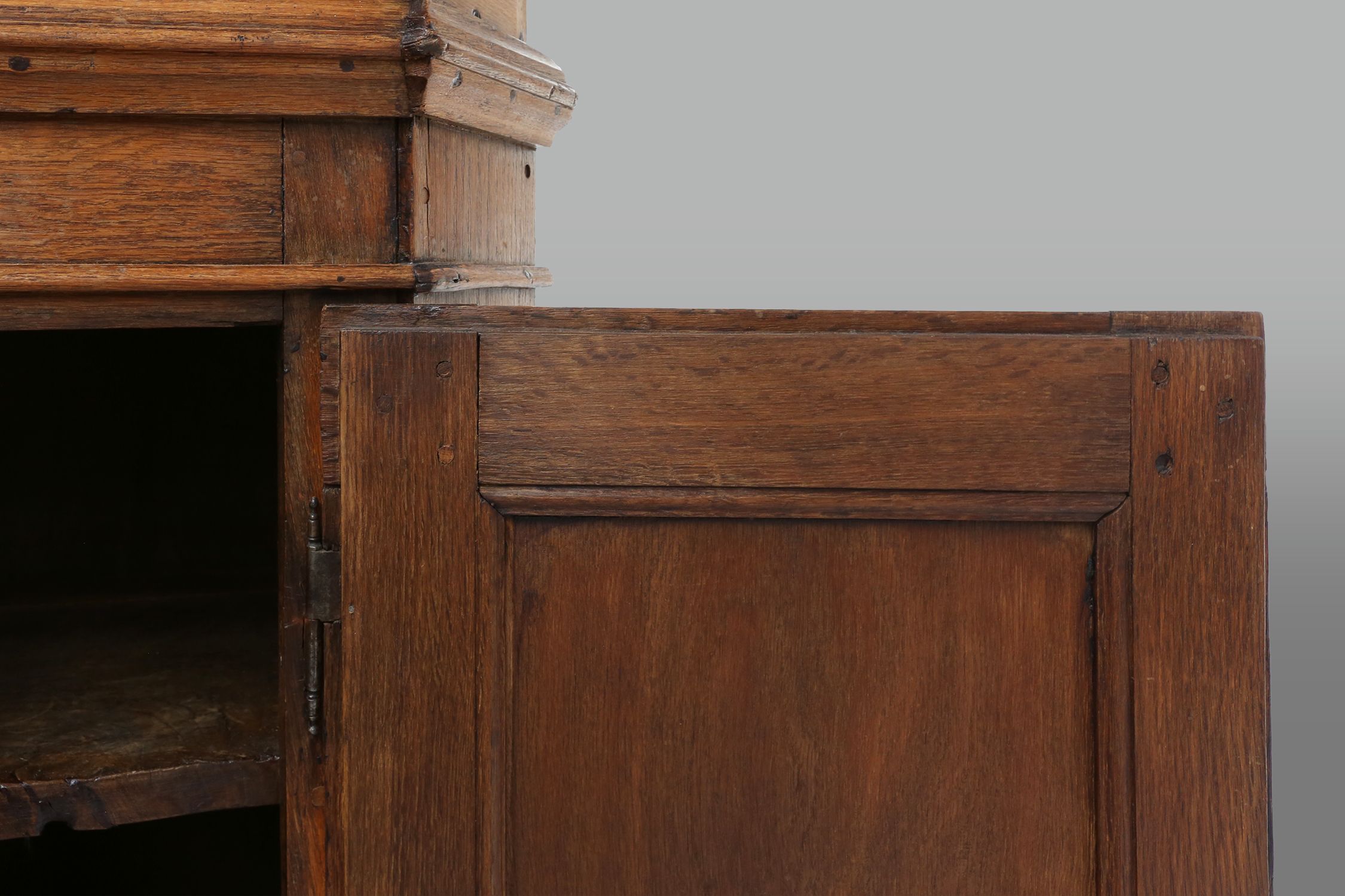 Early 18th Century Vitrine Cabinet in oak with original glass windows, Germanythumbnail